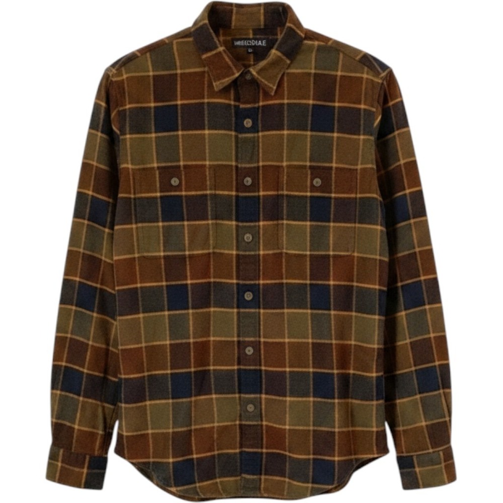 J.Crew Mercantile Mens Medium Plaid Flannel Shirt Brown Navy Olive Cotton M